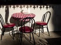 Inviting outdoor cafe seating Royalty Free Stock Photo