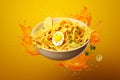 Inviting Ramen yellow background. Generate Ai