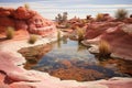 inviting rock pool in a desert landscape Royalty Free Stock Photo