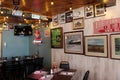 Welcoming scene in dining area of popular eatery, Eddie F`s restaurant, Saratoga Springs, New York, 2019