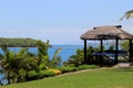 Inviting scene of outdoor bed in tropical setting