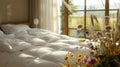 Spring Bedroom Retreat: Neatly Folded Duvet for Relaxation and Rejuvenation
