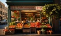 The inviting storefront of Carnets and Tomatoes Grocery Store beckons shoppers with its bountiful selection of vibrant fruits and