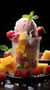 An inviting view of a frozen Brazilian fruit dessert, promising delightful flavors