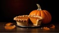 An inviting view of a slice of pumpkin pie, showcased Royalty Free Stock Photo