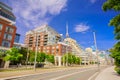 Inviting view of Toronto down town area with modern stylish buildings, cars and people walking on the street Royalty Free Stock Photo