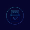 Invoice, bill form, payments icon, linear