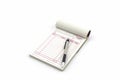 Invoice book which open blank page with pen. Royalty Free Stock Photo