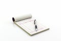 Invoice book which open blank page with pen.