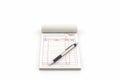 Invoice book which open blank page with pen. Royalty Free Stock Photo