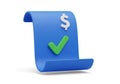 Invoice with dollar sign and check mark icon symbolizing payment confirmation Royalty Free Stock Photo