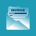 Invoice in envelope. Checking Invoice. The official document is received in the mail.