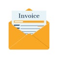 Invoice in envelope. Checking Invoice. The official document is received in the mail.