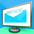 Invoice In Envelope On Monitor Showing Due Payments