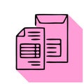 Invoice flat line icon. Document delivery in envelope sign