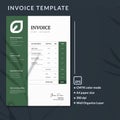 Invoice green color a4 template with clean costumize with editable text professional business