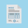 Invoice icon in the flat style, isolated from the blue background.