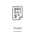 invoice icon vector from accounting collection. Thin line invoice outline icon vector illustration. Linear symbol for use on web Royalty Free Stock Photo