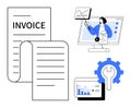 Digital Invoice and Financial Analytics Concept with Graphs and Tools Royalty Free Stock Photo