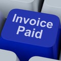 Invoice Paid Key Shows Bill Payment Made Royalty Free Stock Photo