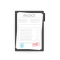 Invoice with paid stamp in clipboard. Vector stock illustration Royalty Free Stock Photo