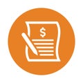 Invoice, sheet icon. Orange color vector EPS