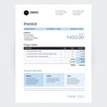 Invoice template business minimal design - blue color vector Royalty Free Stock Photo