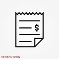 Invoice vector icon. Finance and Banking symbol Royalty Free Stock Photo
