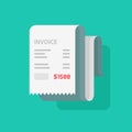 Invoice vector illustration, flat style paper receipt, bill to pay