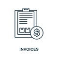 Invoices line icon. Monochrome simple Invoices outline icon for templates, web design and infographics