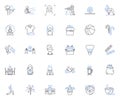 Involved line icons collection. Participate, Engaged, Active, Collaborative, Immersed, Contributing, Connected vector Royalty Free Stock Photo