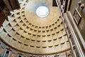 View of entering of pantheon with sun throught the ceiling in rome italy Royalty Free Stock Photo