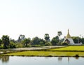 Inwa, Myanmar - A golden pagoda located solely on farmland in Ava, an ancient imperial capital of successive Burmese kingdoms. Royalty Free Stock Photo