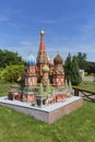 Miniature Park `Dream world`, small replica of Saint Basil`s Cathedral in Moscow in Russia, Inwald, Poland Royalty Free Stock Photo