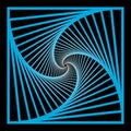 Inward concentric rotating, spirally squares abstract geometric background . stairs optical illusion pattern.