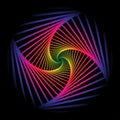Inward concentric rotating, spirally squares abstract geometric background . stairs optical illusion pattern.