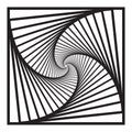 Inward concentric rotating, spirally squares abstract geometric background . stairs optical illusion pattern.