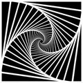 Inward concentric rotating, spirally squares abstract geometric background . stairs optical illusion pattern.