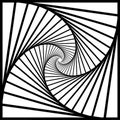 Inward concentric rotating, spirally squares abstract geometric background . stairs optical illusion pattern.