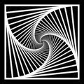 Inward concentric rotating, spirally squares abstract geometric background . stairs optical illusion pattern.
