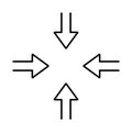 Inward icon design in linear style. Four arrows.