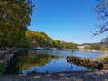 ioannina city lake area with platanus trees on ring road of lake pamvotis greece Royalty Free Stock Photo