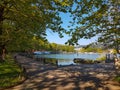 ioannina city lake area with platanus trees on ring road of lake pamvotis greece Royalty Free Stock Photo