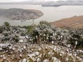 Ioannina city snow winter season lake pabbotis Greece