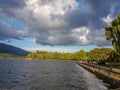 Ioannina or Giannena city lake clouds wind in spring greece