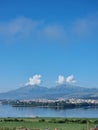 ioannina or giannena city panorama lake pamvotis in spring season greece