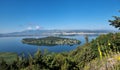 ioannina or giannena city panorama lake pamvotis in spring season greece