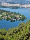 ioannina or giannena city panorama lake pamvotis in spring season greece