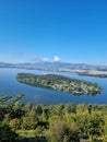 ioannina or giannena city panorama lake pamvotis in spring season greece