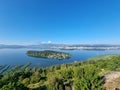 ioannina or giannena city panorama lake pamvotis in spring season greece